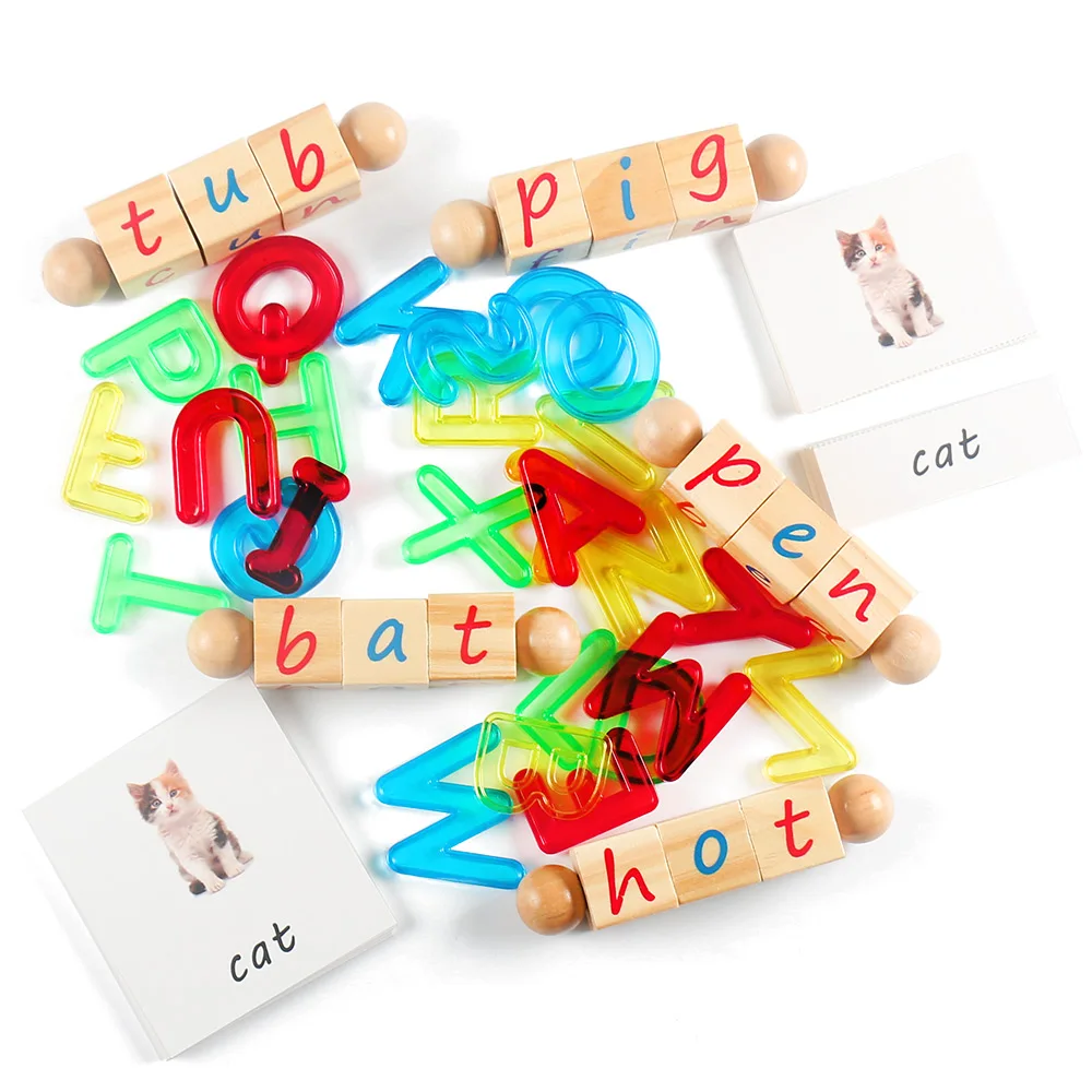 Reading Blocks & Numbers Jigsaw Puzzle Montessori Materials Kids Learning Toys 