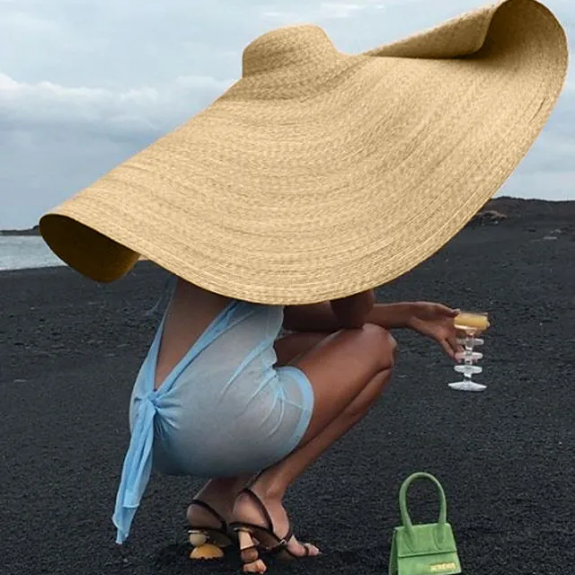 Summer 70Cm Large Wide Brim Sun Hats for Women Oversized Beach Hat