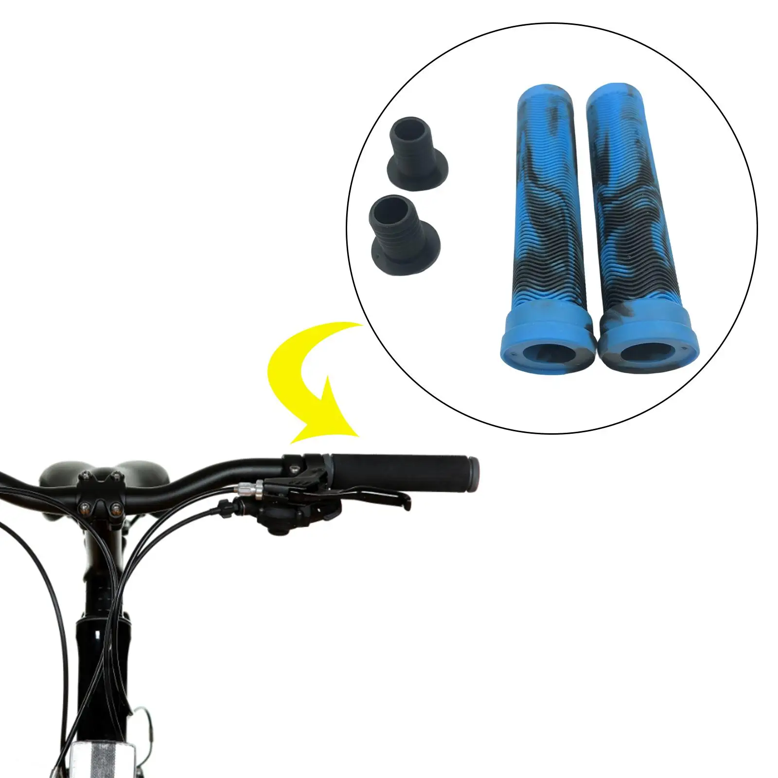 1 Pair Durable Handlebar Grips Sleeve Non-Skid TPE Comfortable Replacement for Mountain Bike Scooter Cycling Beach Bicycle BMX