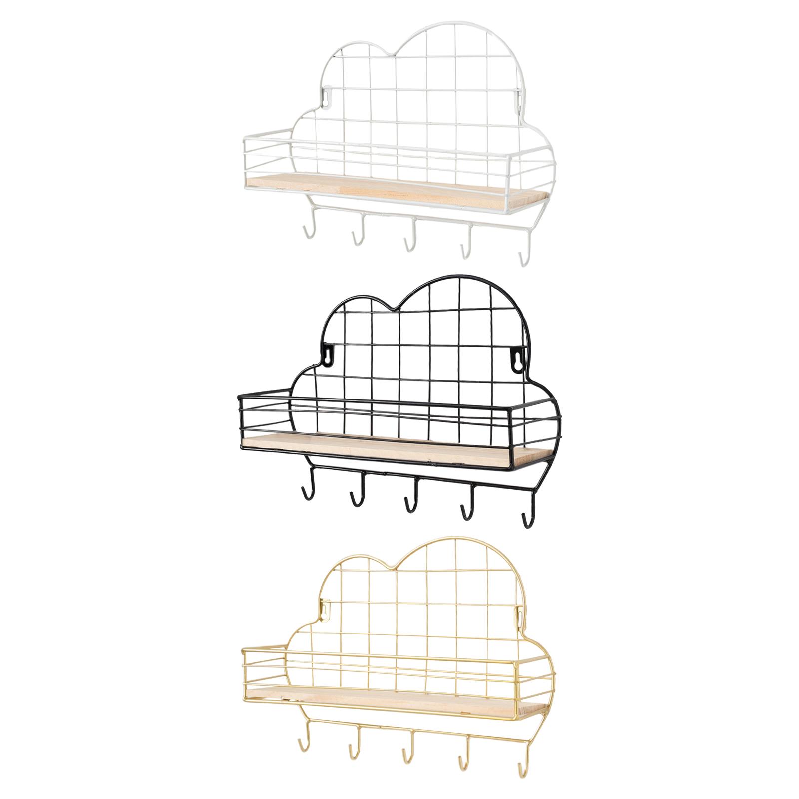 Nordic Style Iron Grid Wall Shelf Hooks Storage Rack Wall Mounted Bookshelf for Home