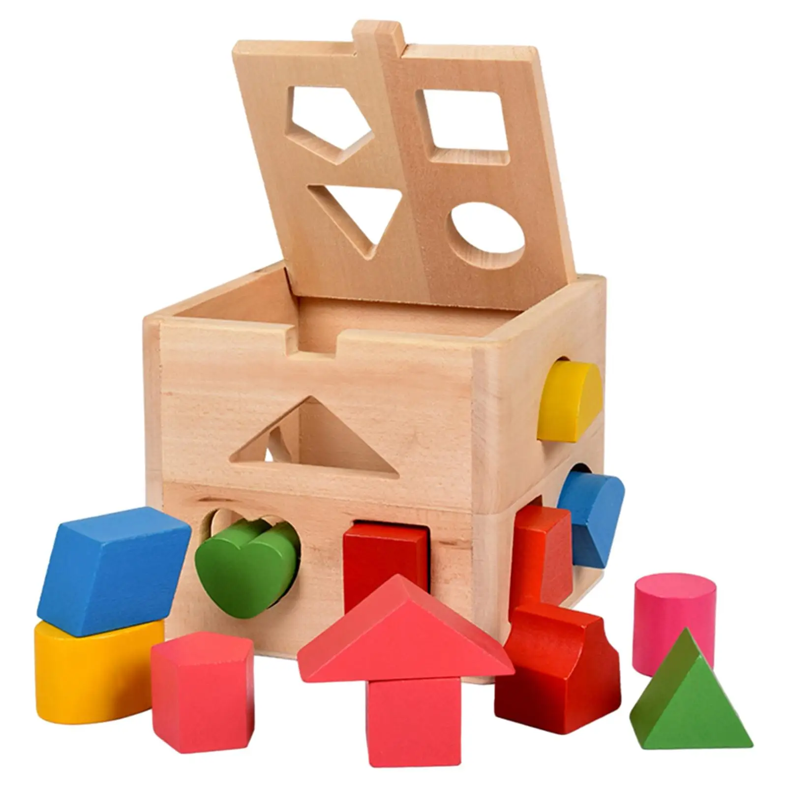 Wooden Shape Sorter Cube Color Matching Toys Preschool Learning Toys Montessori Toys for Girls Kids Boy Preschool Holiday Gifts