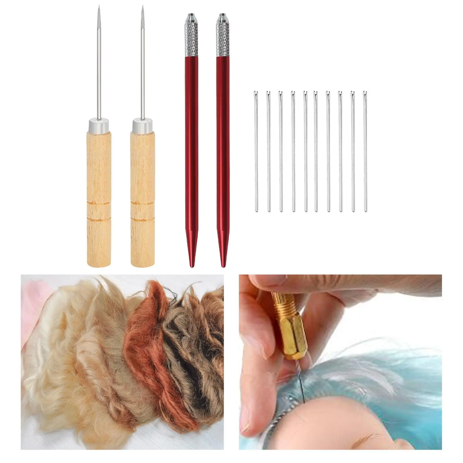 Doll Hair Rooting Tools, Doll Making Supplies, Needles, Doll Hair Rooting DIY Making Kit, Spare Parts, 1 Set, Easy to Use