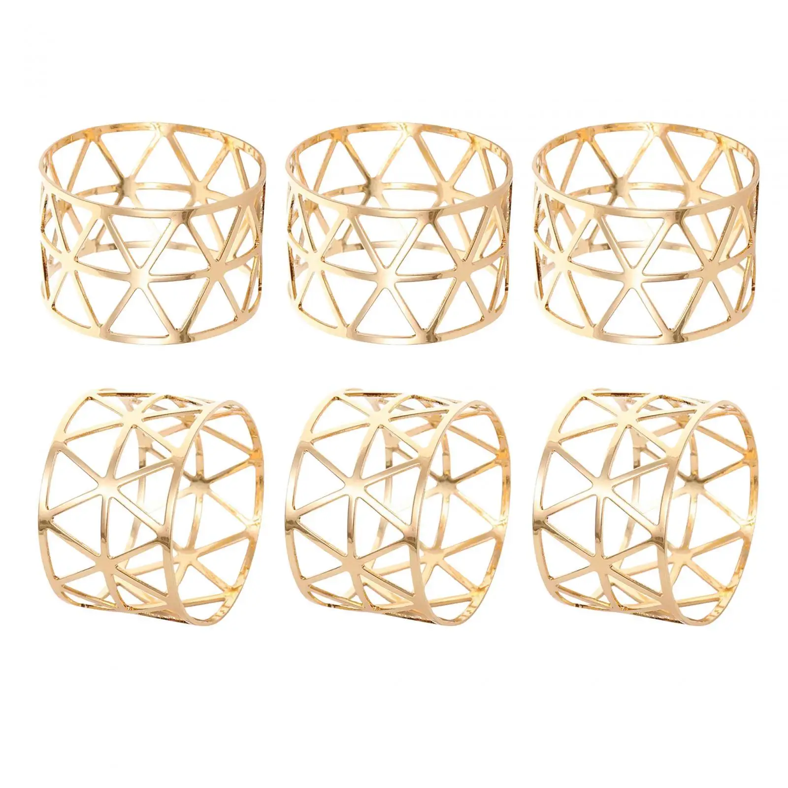 6Pcs Napkin Rings Buckle Ornament Metal Hollow Out Napkin Rings Cloth Napkin Holders for Cafe Banquet Home Wedding Dinner Tables