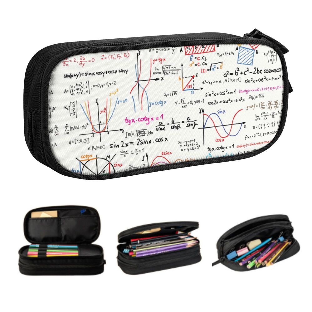 matemática fórmulas números de matemática lápis casos para meninas meninos grande capacidade geek ciência lápis bolsa escola acessórios