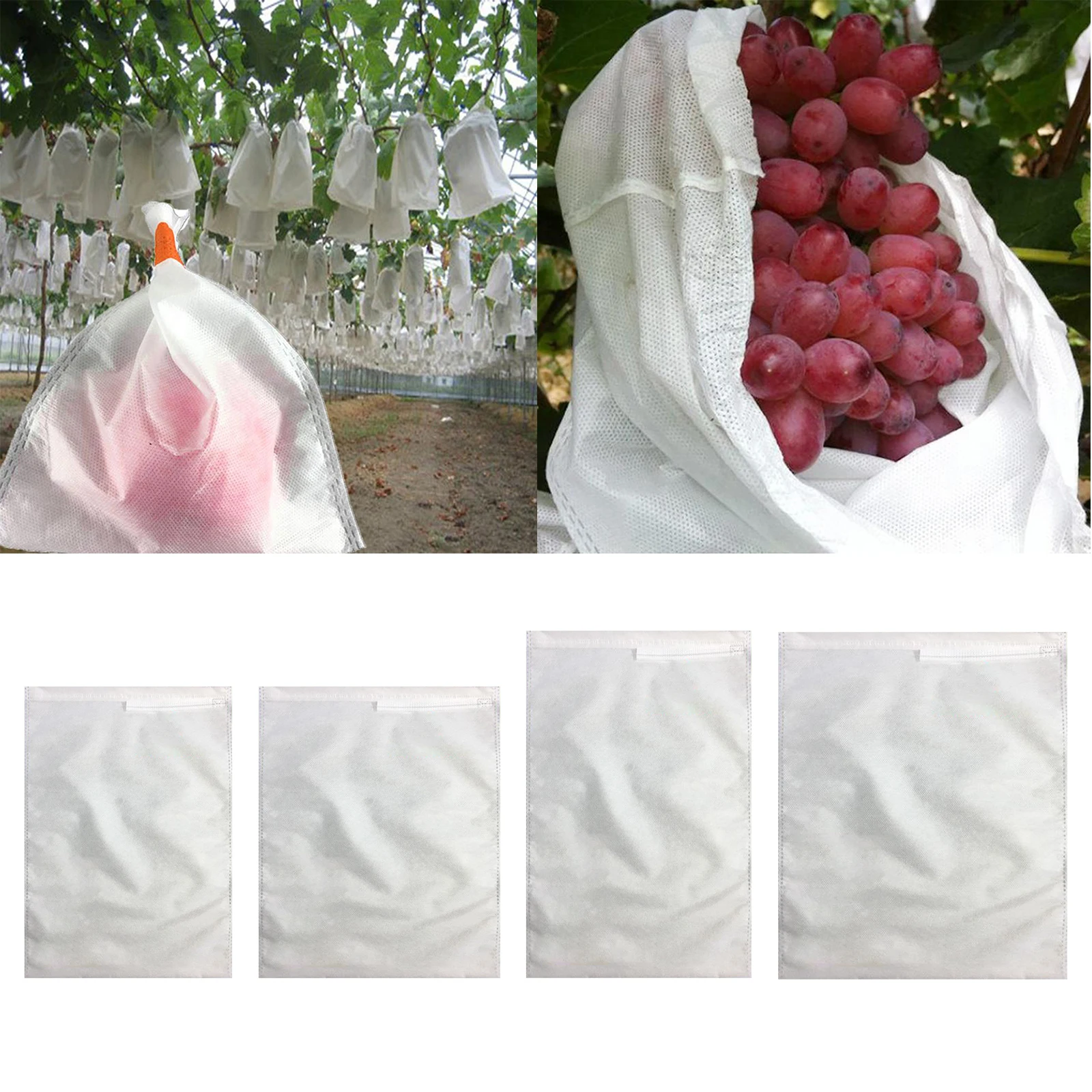 100x Plant Fruit Bag Strawberry Grape Breathable Growing Breeding Nursery Vegetables Non-Woven Bags Anti Pest