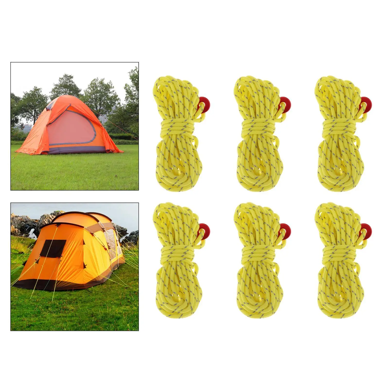 6x Tent Guy Rope Cord Visible Awning Paracord Outdoor Backpacking Gear