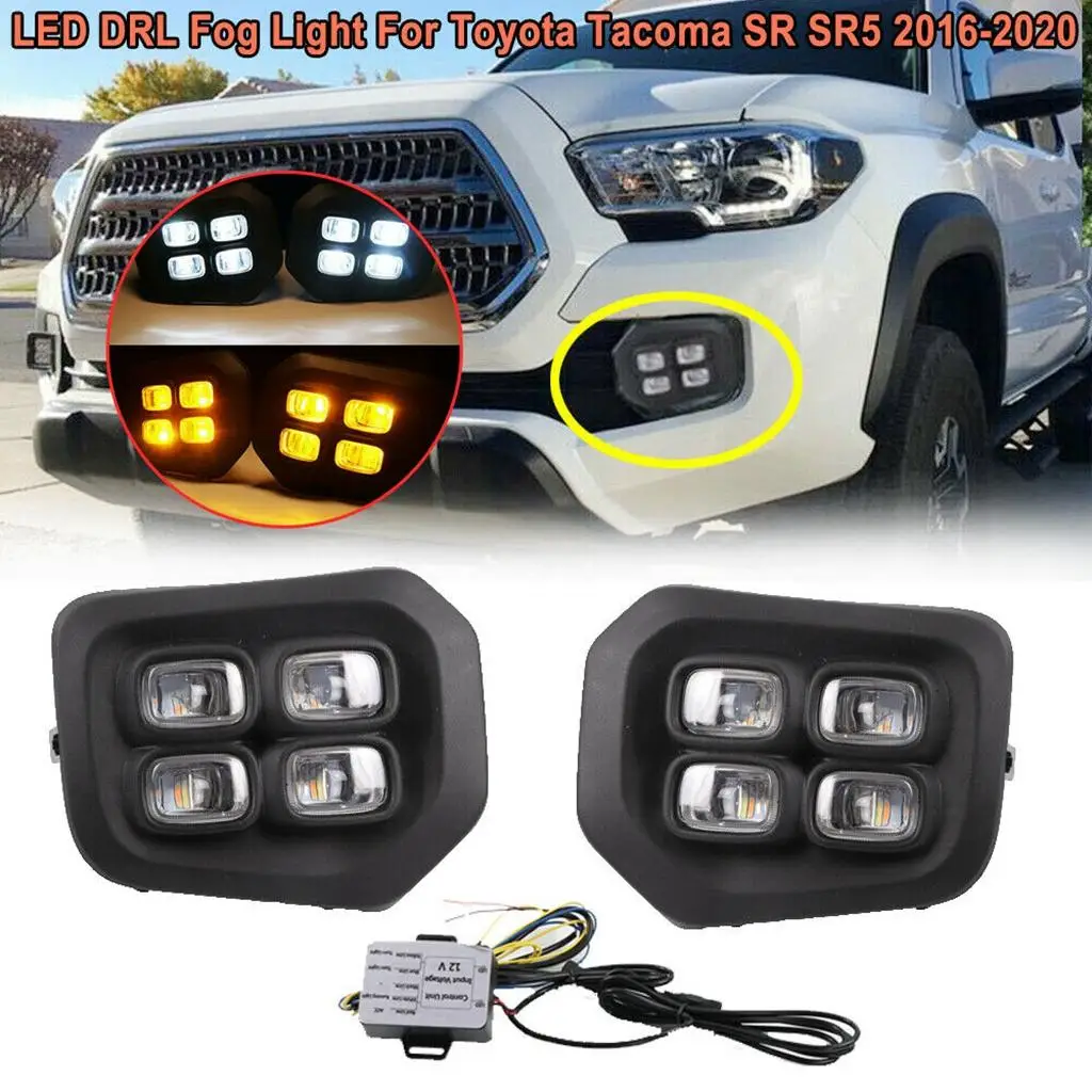 Set of 2 LED Daytime Running Lights Turn Signal Fog Lamp Fit for 16-18