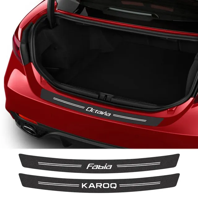 Car Rear Bumper Trunk Guard Leather Carbon Fiber Sticker For Skoda Octavia  Fabia Rapid Karoq Kodiaq Scala Superb Car Accessories - AliExpress
