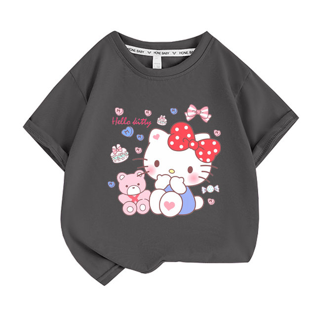 Kawaii Sanrio Olá Kitty T-shirt Bonito Anime Dos Desenhos Animados Puro  Algodão Manga Curta Sweat Uptake Confortável Sports Top Holiday Presentes -  AliExpress