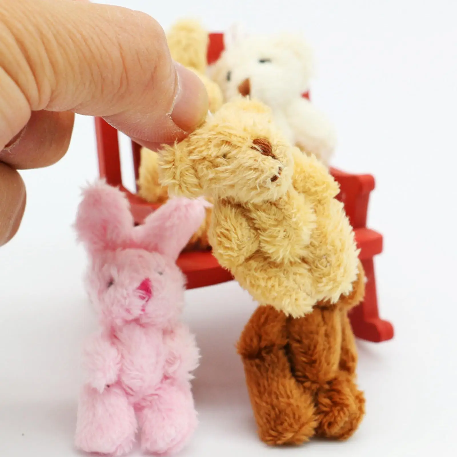 5x 1/12 Miniature Doll Toy Soft DIY Accessories Mini Adorable Photo Props DIY Scene Animal Model Toy Simulation Bear for Easter