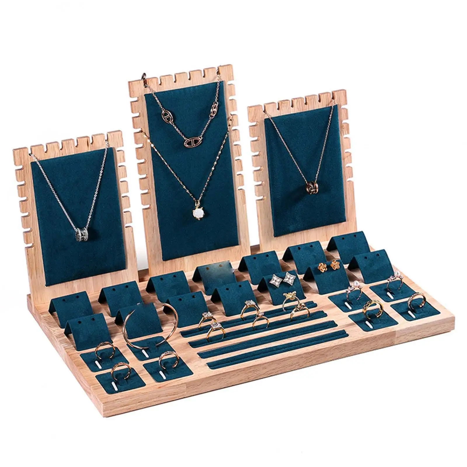 Jewelry Display Stand Bamboo Large Capacity Multipurpose Storage for Necklace Earrings