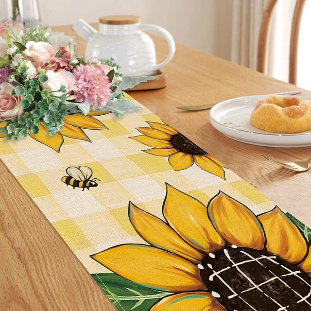 Buffalo Plaid Yellow School Bus Decoration Linen Table Runner Kitchen  Dining Table And Home Party Decor Washable Table Runners - Table Runner -  AliExpress