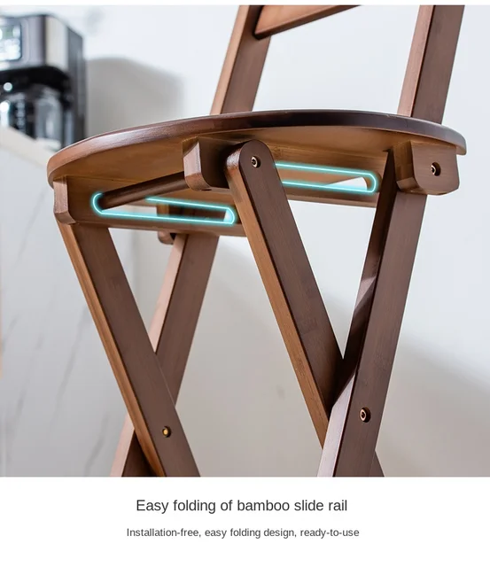 Taburete de bar plegable de 24 pulgadas/23.6 in, elegante silla alta  redonda acolchada con soporte de espalda, taburete plegable portátil para  cocina