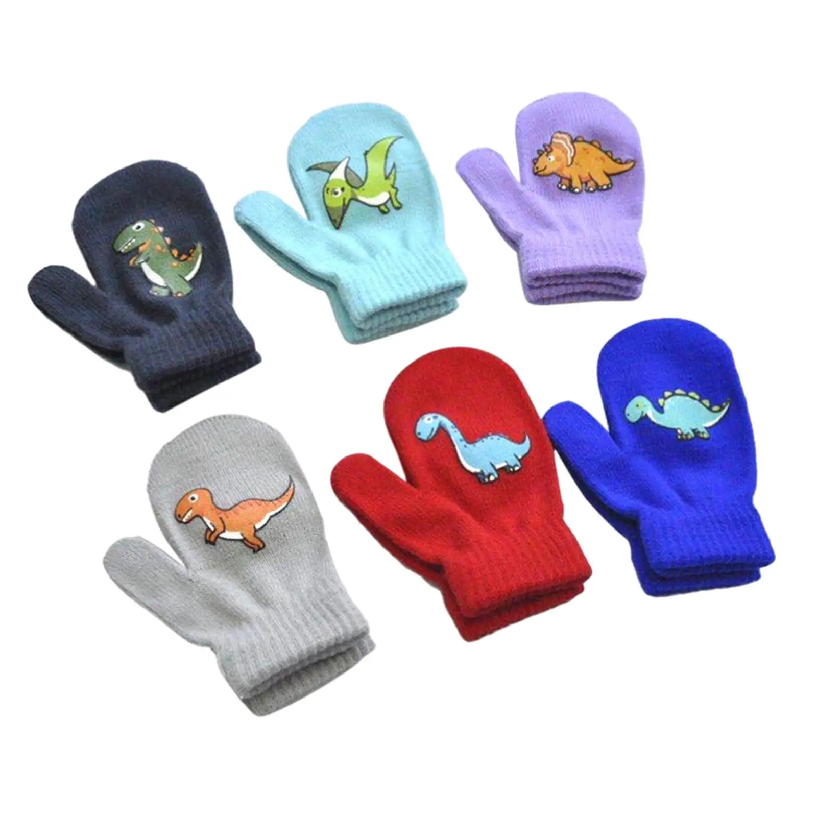 6 Pairs Kids Winter Gloves Stretch Knitted for Indoor and Outdoor Activities