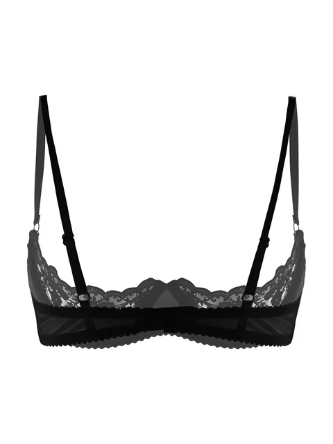  TTAO Women's Floral Lace Hollow Out Bra Top Push Up Transparent  Half Cups Underwired Bralette Lingerie Black Small: Clothing, Shoes &  Jewelry