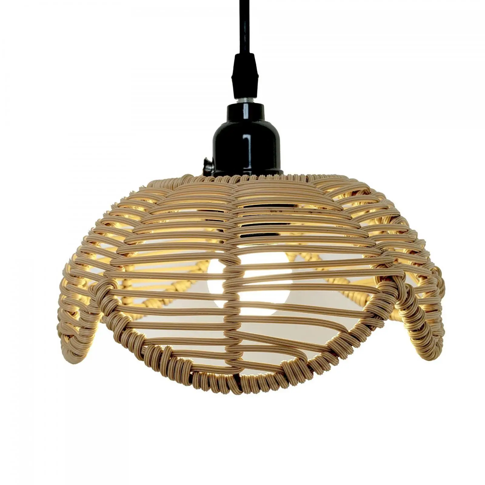 Handwoven Rattan Lampshade Decor Light Fixture Shade Creative Ceiling Pendant Light Cover for Cafe Kitchen Restaurant Hotel