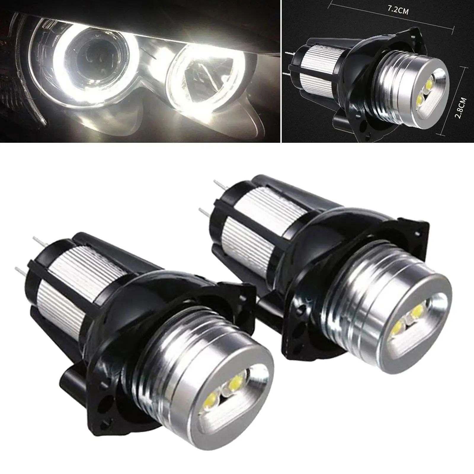 2 Piece LED High Power Angel Eyes Light Bulb 12W 12V Compatible with  E90 E91 05-08