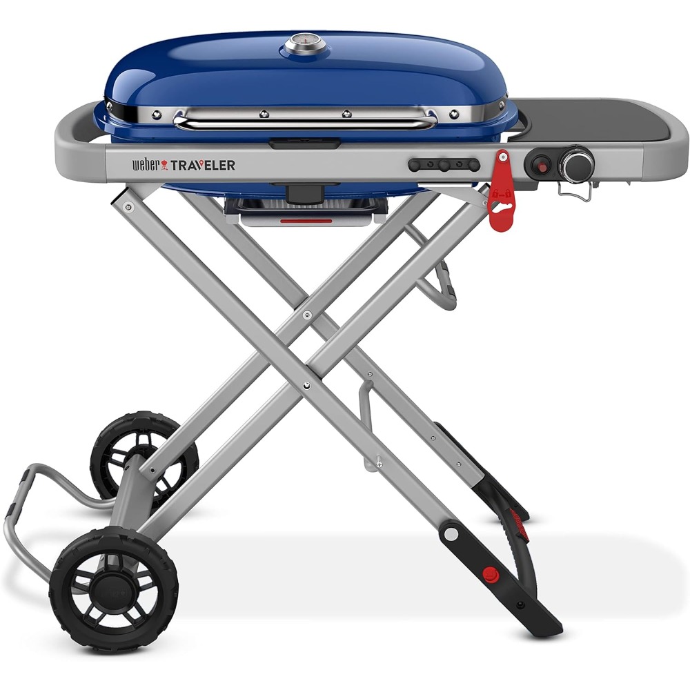 Title 1, Weber Traveller tragbarer Gasgrill, blauer Holz...