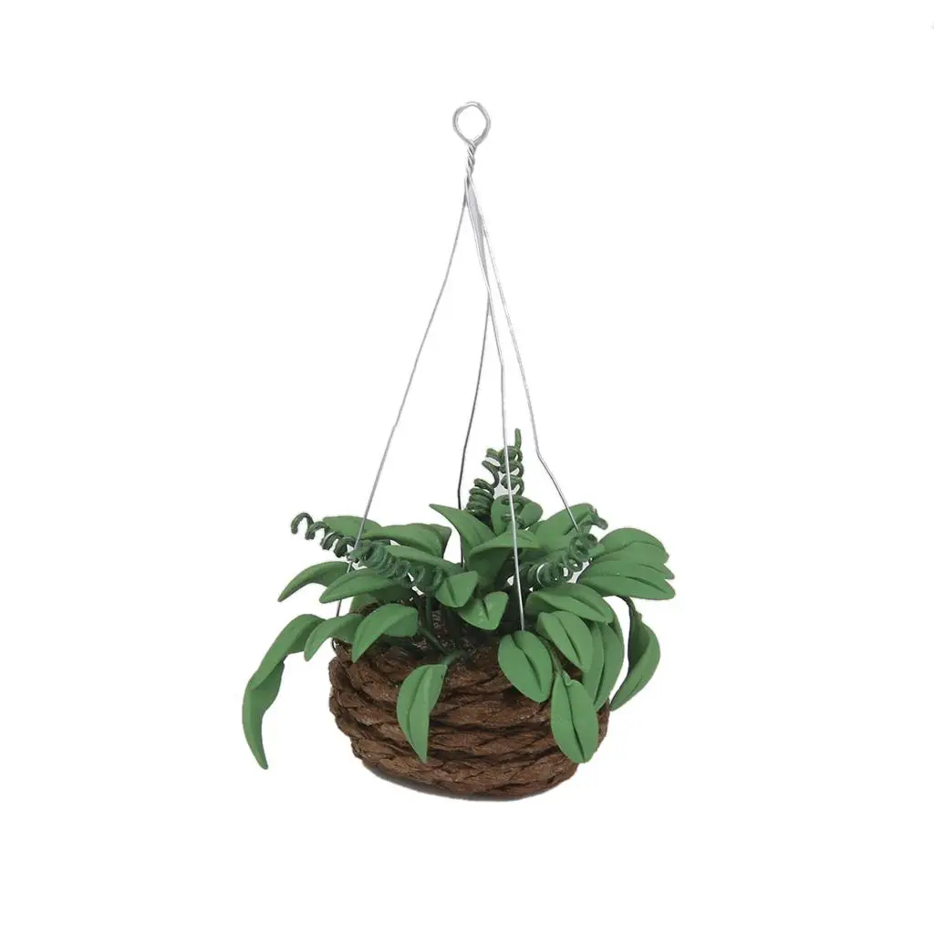 1:12 Dollhouse Miniature Hanging Plants in Basket, Any Room & Fairy Garden Accessories Decoration