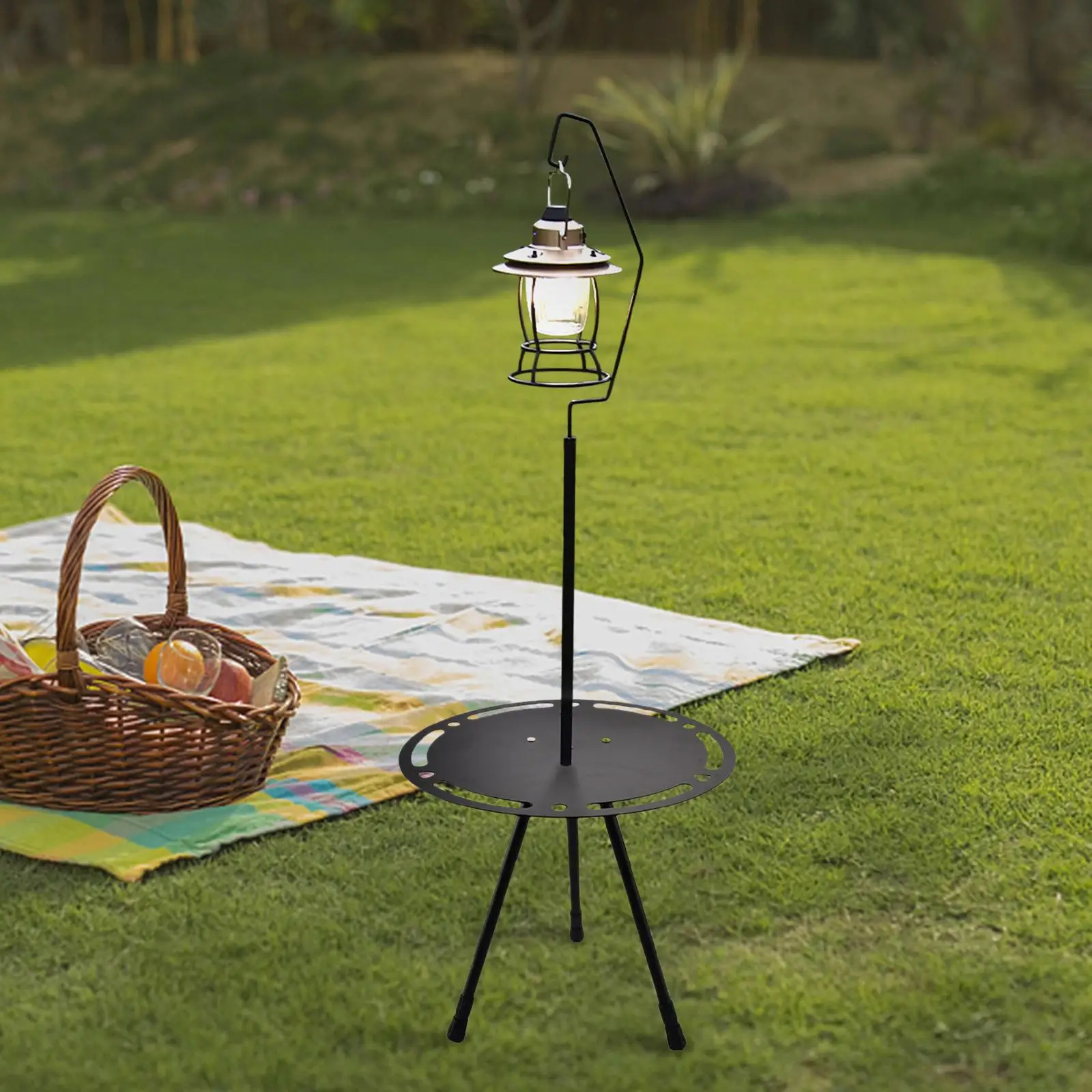 Portable Table Round Easy to Lift Lightweight Retractable Legs Camping Side Table Tea Table for Travel Garden Equipment