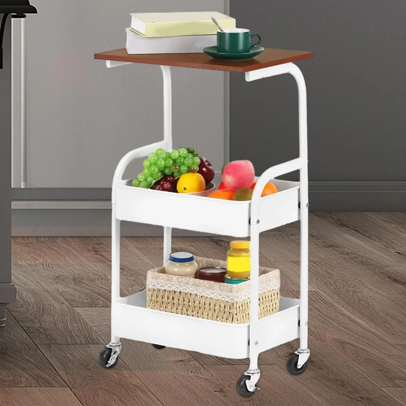 3 Tier Slim Storage Cart Fruits Holder Rustproof Slide Out Organizer Cart for Kitchen Office Bathroom Laundry Room Narrow Place