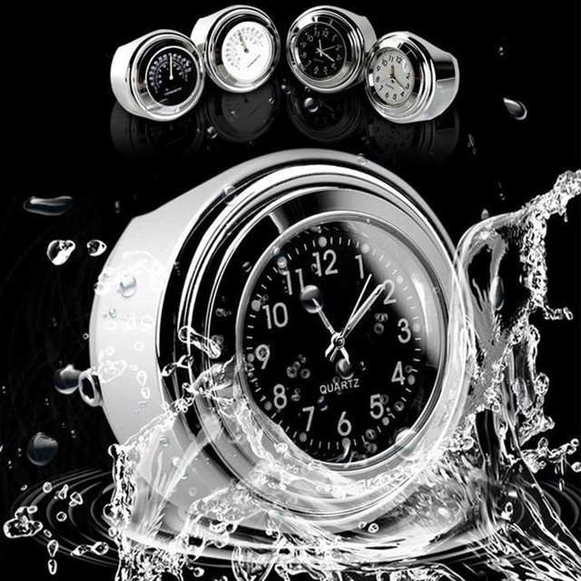 Horloge Moto Lumineuse Étanche - Guidon, Alliage Aluminium, Numérique, Noir
