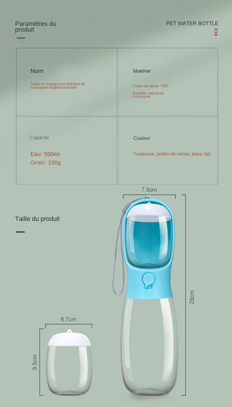 Gourde D’eau Pour Chien 1,52 L – Anti-fuites – Abreuvoir Intégré – Parfaite Pour Randonnée, Voyage, Camping – Acier Inoxydable