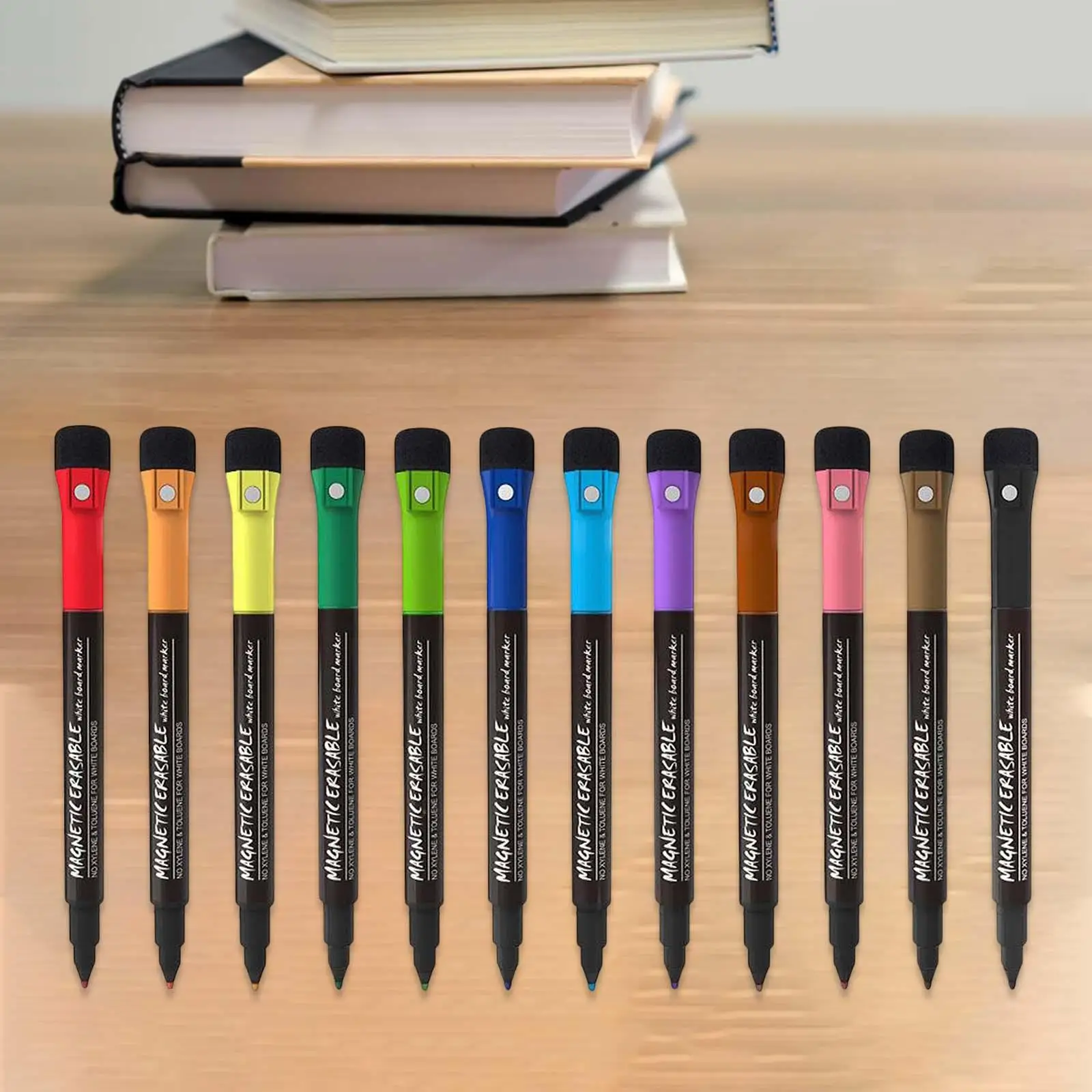 12 Colors Magnetic Fine Tip Dry  Markers with rs, Low Odor  Erasable   Classroom  Supplies