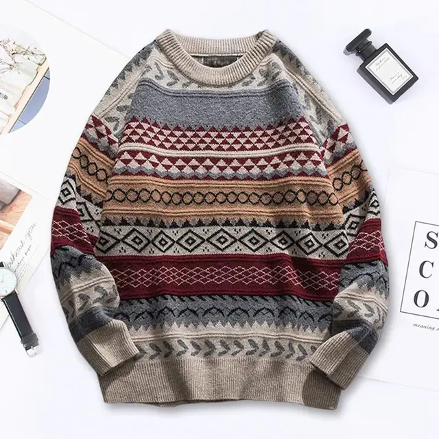 Vintage Sweaters Women Pullover Winter Striped Jumpers Korean Style Loose  Pullover Knitwear Casual Loose Sweater Pull Femme
