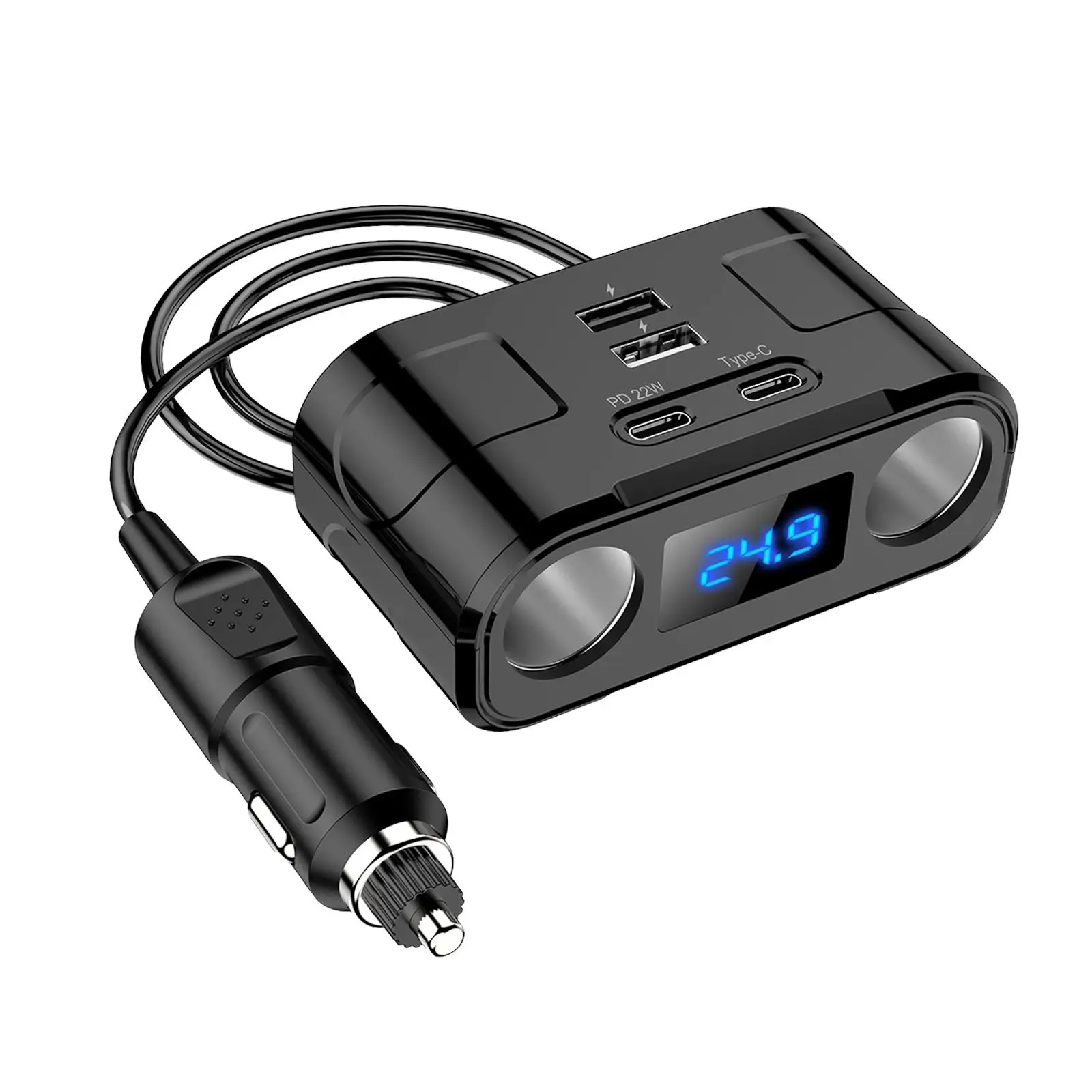 Car Cigarette Lighter Charger 12V Car Charger Easy to Install LED Display Durable for Motocar Vehicle Marine Accessories