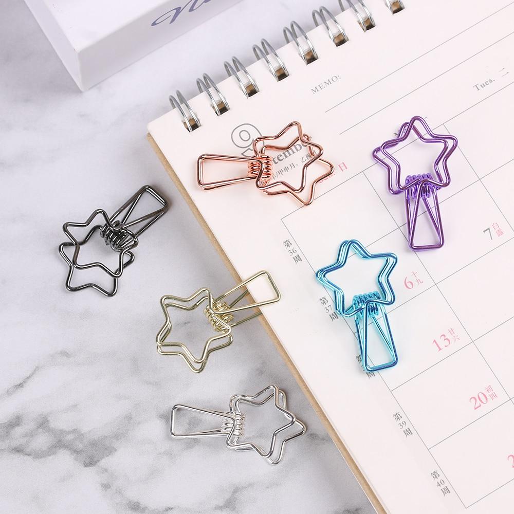 Hollowed Out Metal Binder Clips - 6PC Office Paper Organizer Set