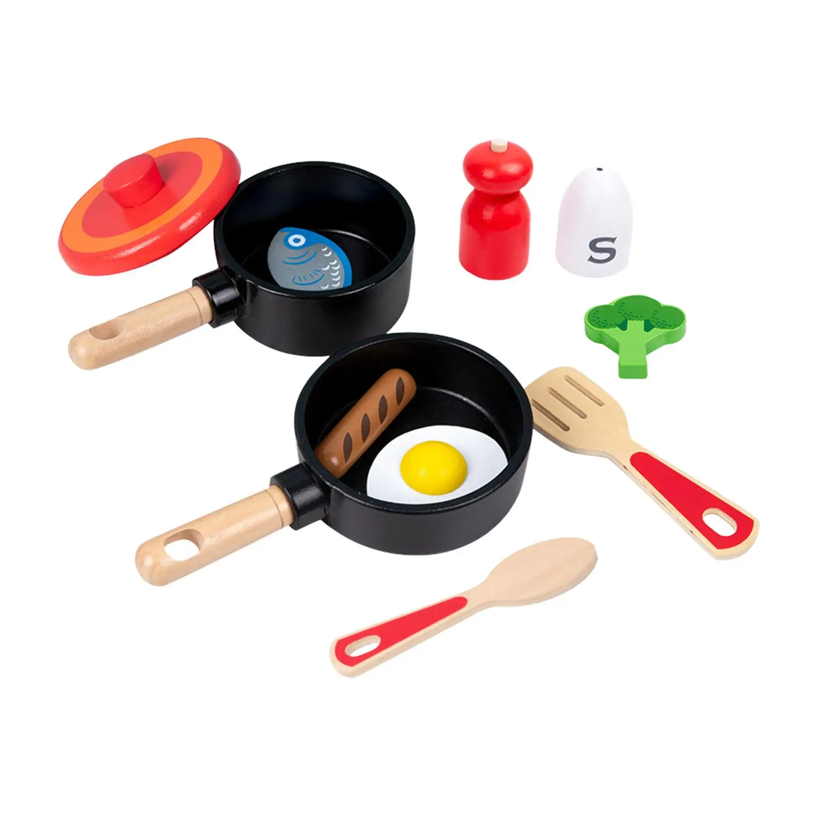 11 Pieces Pretend Cooking Accessories Cookware Pots and Pans Set for Boys