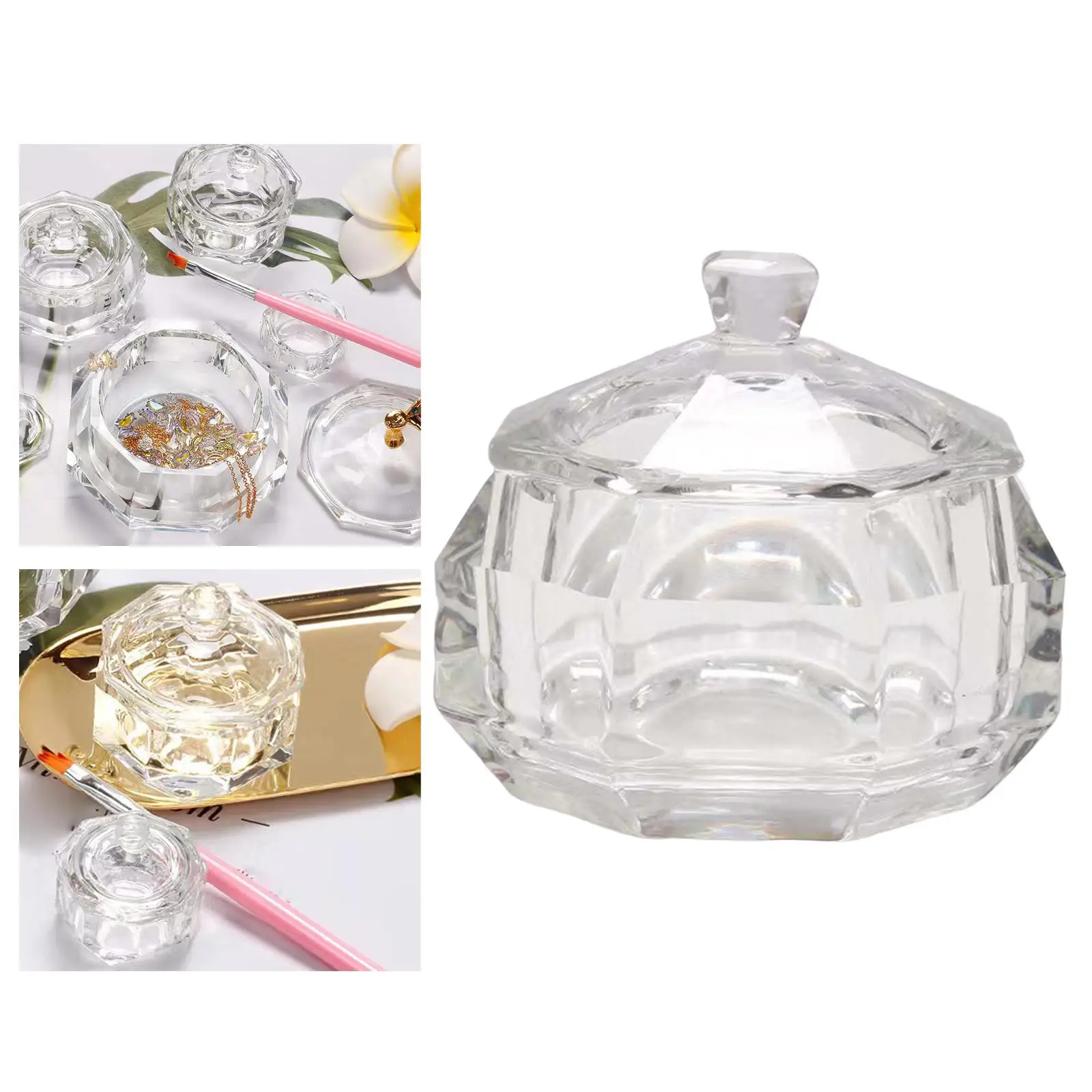 Glass Crystal Cup Nail Art Acrylic Liquid  Dappen Dish Bowl for Mixing Liquid  Nail Washing Nail Salon Professional