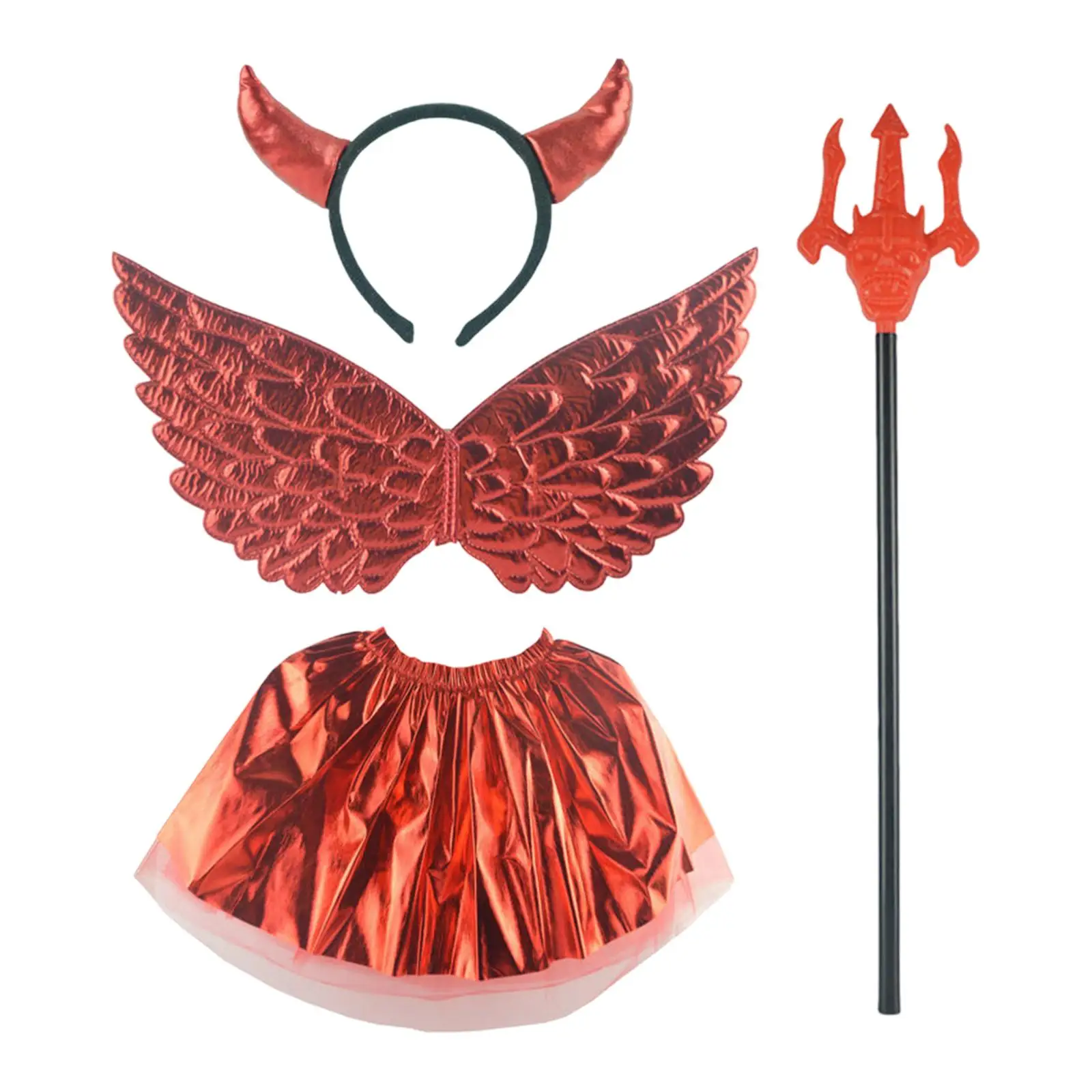 Girls Costume Decoration Girls Gift Halloween Devil Costume Set for Children Party Carnivals Stage Performance Masquerade