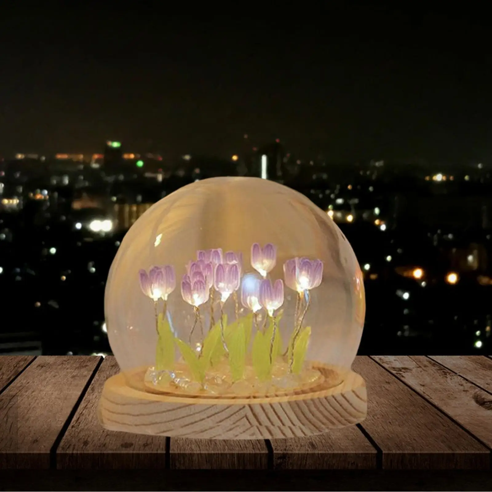 Tulip Night Light DIY Material Package Lighted Flowers Accessories for Holiday Valentines Day Party Decor Birthday Gift
