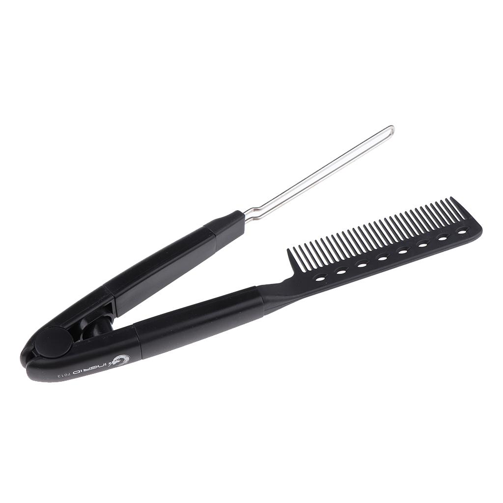 2xHairdressing Straightener Hair Straighten Brush  Comb Clamp Black