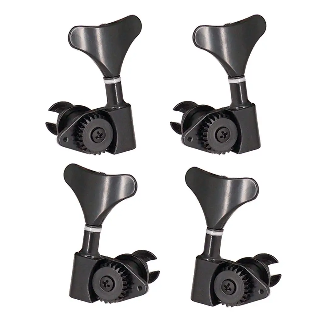 4 pieces 2L2R Electric Bass Tuning Pegs  Heads Knobs W/ Screws Black