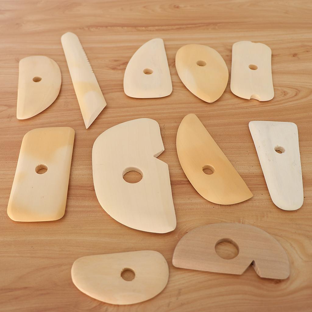 11 Pieces Easy Use Safe Cutters Clay Art Shaping Tools Wooden Cutter /Scraper for Handmade Crafts DIY