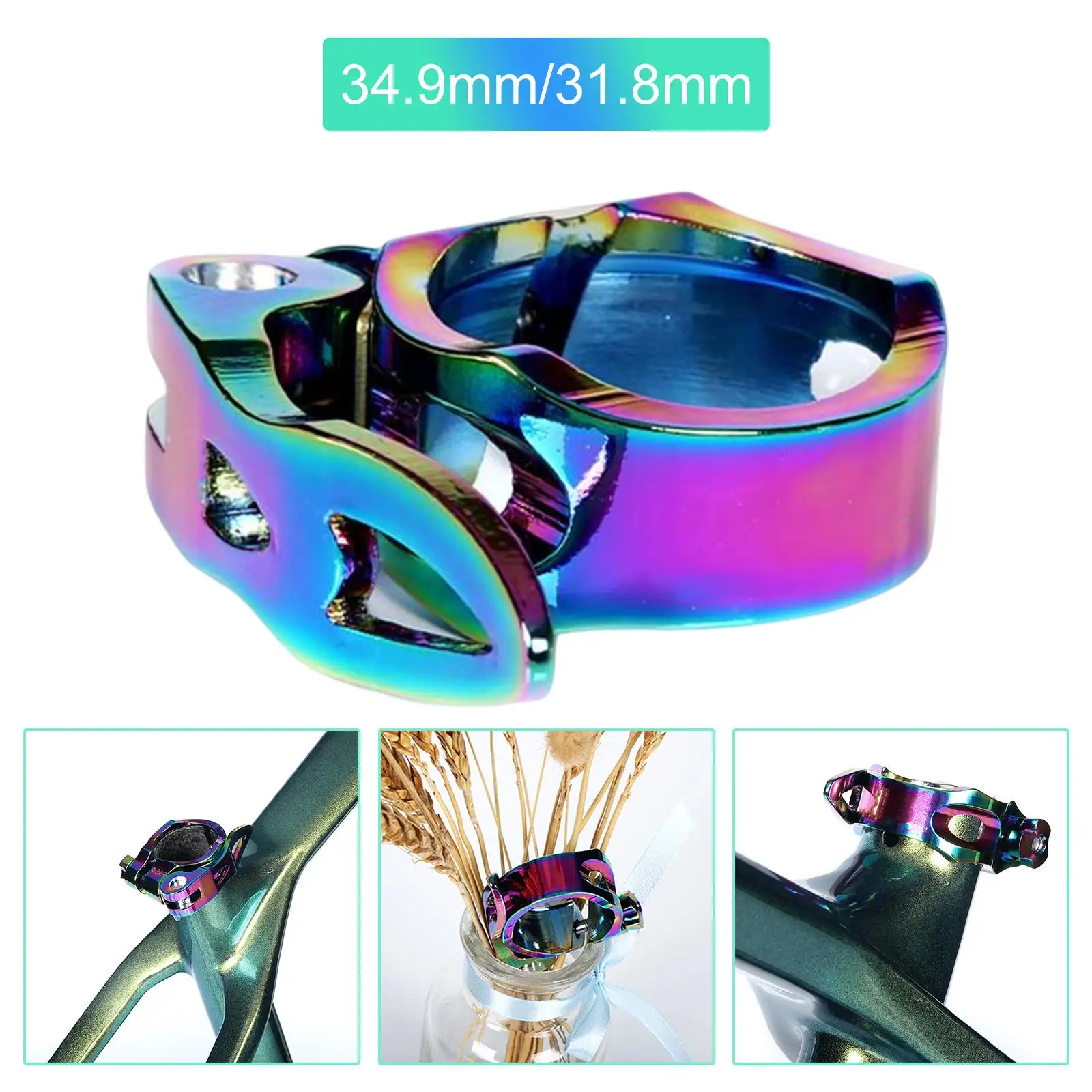 Colorful Bike Seatpost Clamp 31.8mm or 34.9mm Equipment Tube Accessory Clip Gear for Cycling BMX Folding Bike MTB