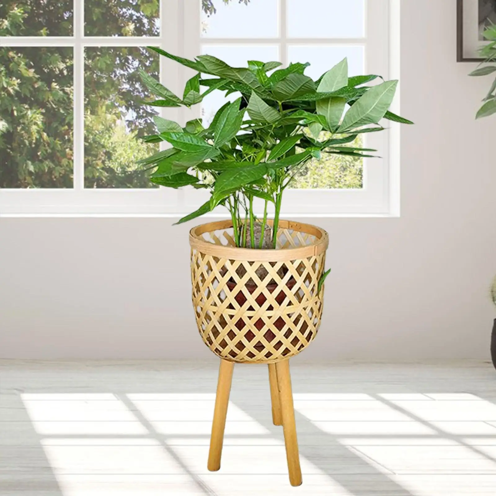 Flower Pot Stand Flower Basket Wood Decoration Farmhouse Planter Rack Holder Handmade Display for Lawn Yard Living Room Balcony