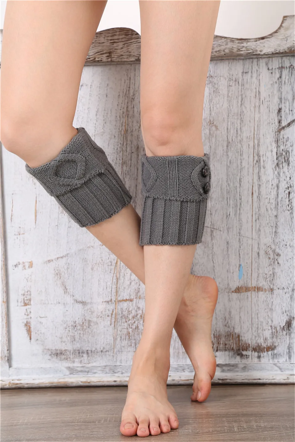 Gestrickte Gamaschen für Damen, Beinwärmer für Herbst/Winter, Lolita, süßes Mädchen, kurze Stiefelmanschetten, Knöpfe, gehäkelt, Damenstiefel, kniehoher Stiefel – Detail 11