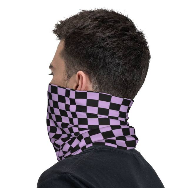 Checkerboard Pattern Yellow And Black Bandana Neck Warmer Checkerboard Pattern Yellow And Black Bandana Neck Warmer