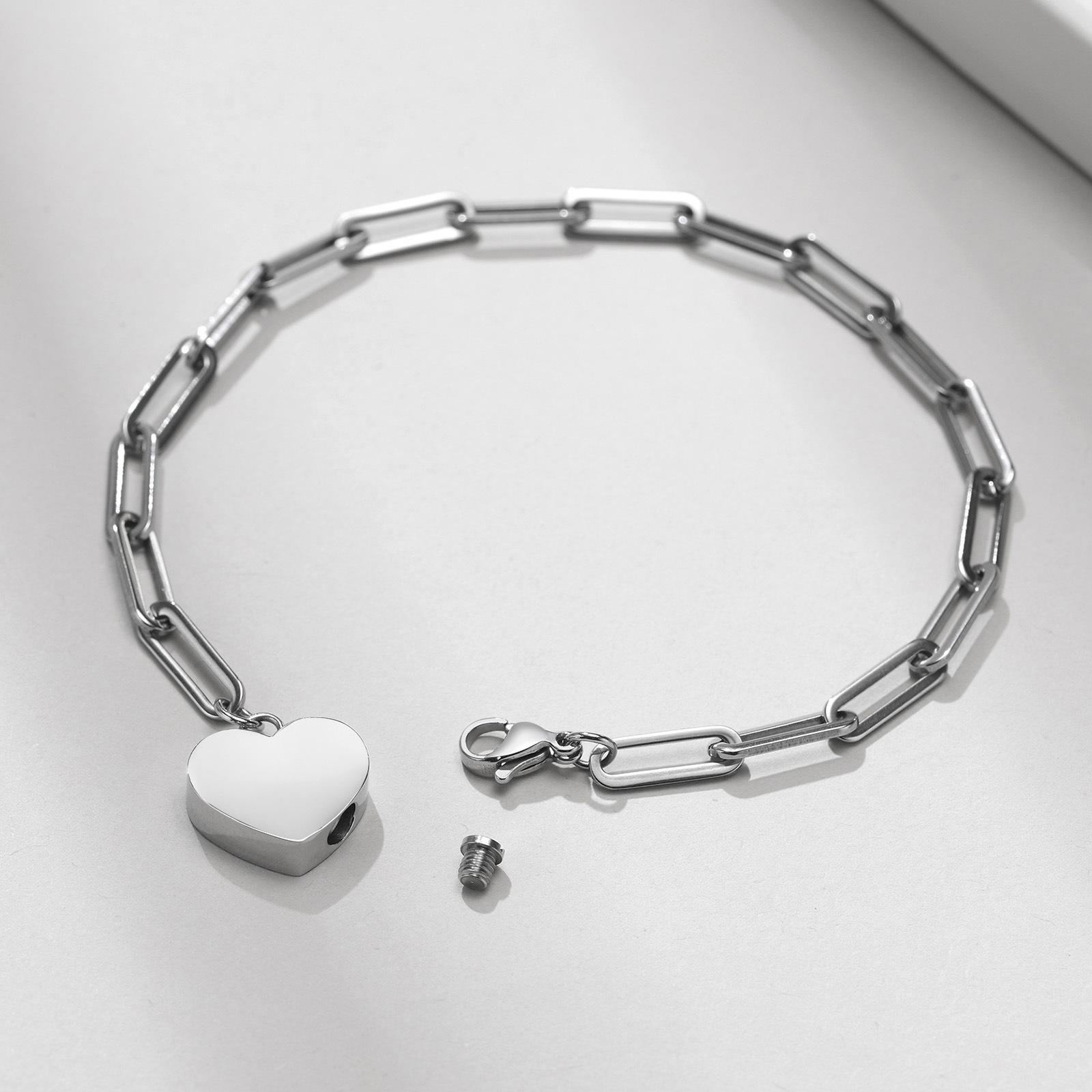 Heart Cremation Bracelet Adjustable Simple Keepsake for Husband Women Gilrs