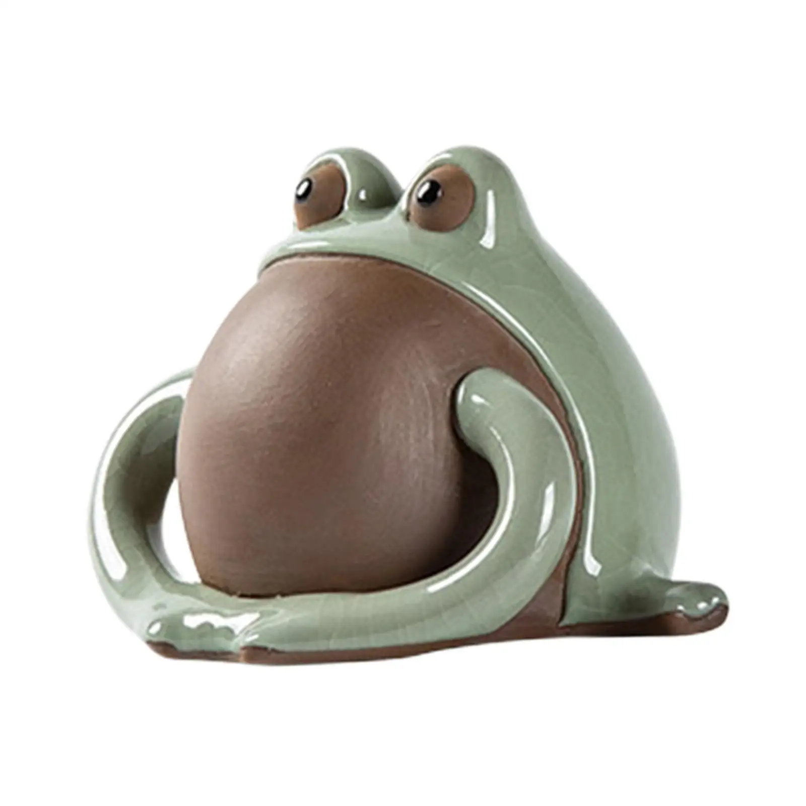Frog Statue Ornament Tea Tray Accessories Tea Pet Sculpture for Bookcase Office Tea Room Living Room Bedroom