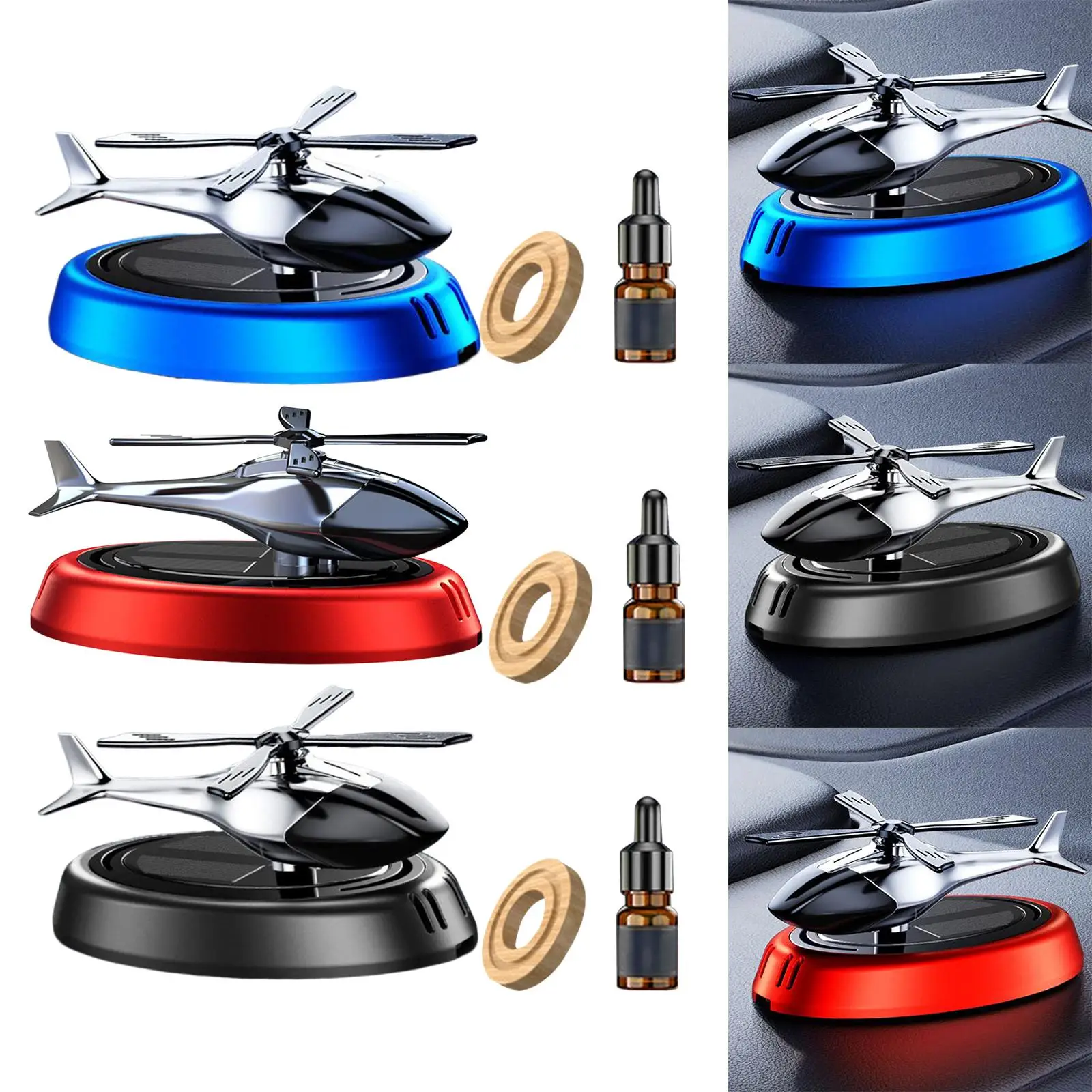 Solar air Aluminum Alloy Perfume Bottle Holder Helicopter Car Air Freshener