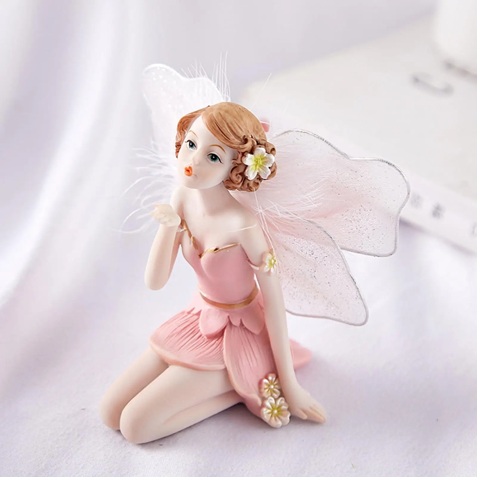 Miniature Flower Fairy Statue Handmade Small Creative Elf Girls Decorative Resin Ornaments for Home Decor Living Room Tabletop