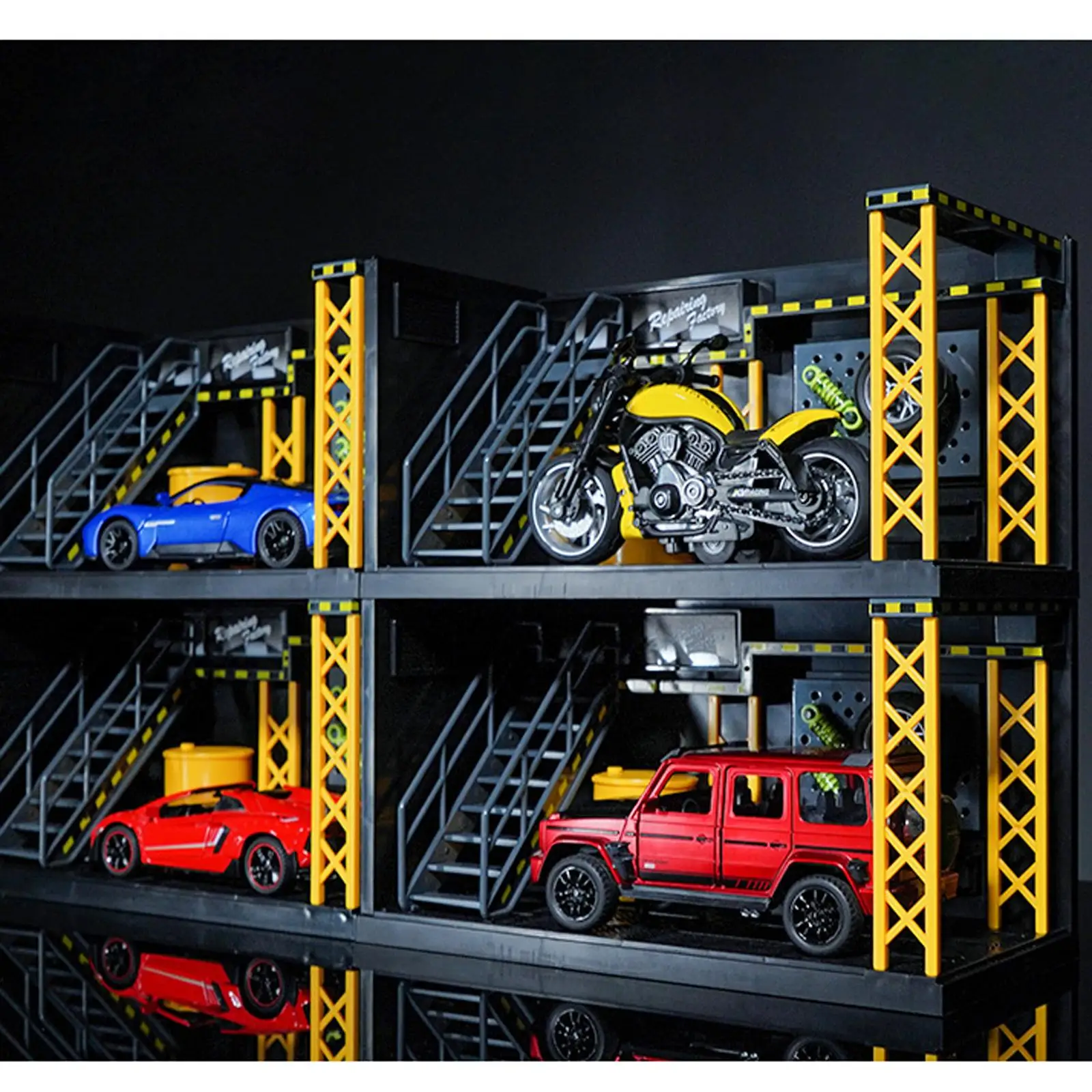 Unfinished DIY Parking Lot Kit Model Storage Parking Lot Miniaturas Toy with Lights for Miniature Scene Diorama Decor Layout