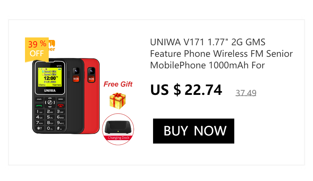 Low Price UNIWA E1802 GSM Feature Phone 1.77" Senior Elder Cellphone Push-button Dual SIM 1800mAh Wireless FM Telephone Portable