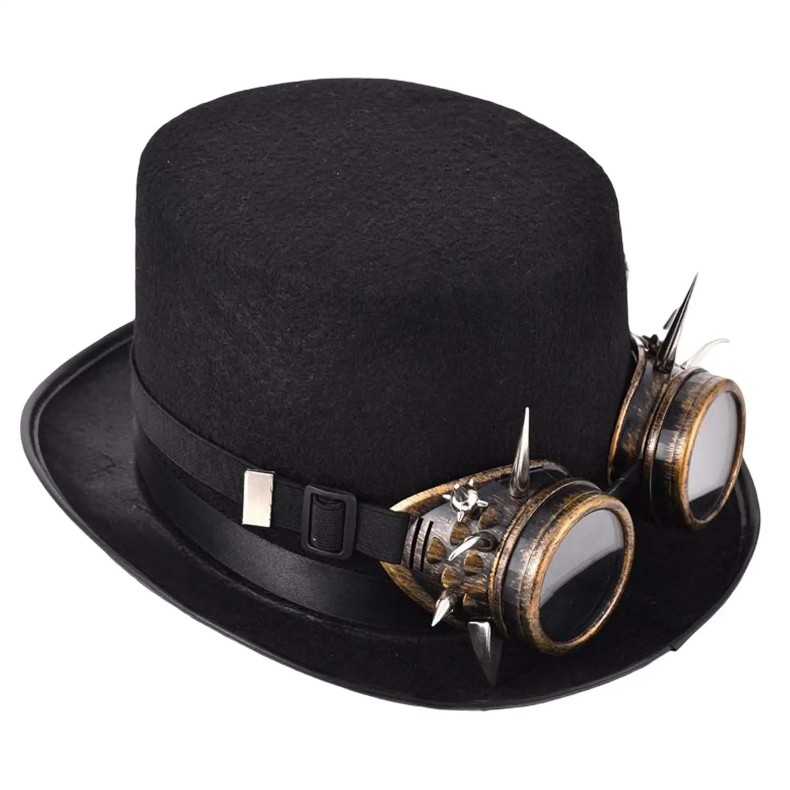 Punk Steampunk Hat with Goggles Black Top Hat Elegant for Men Women DIY Yourself Accessories Masquerade Costume Party Durable