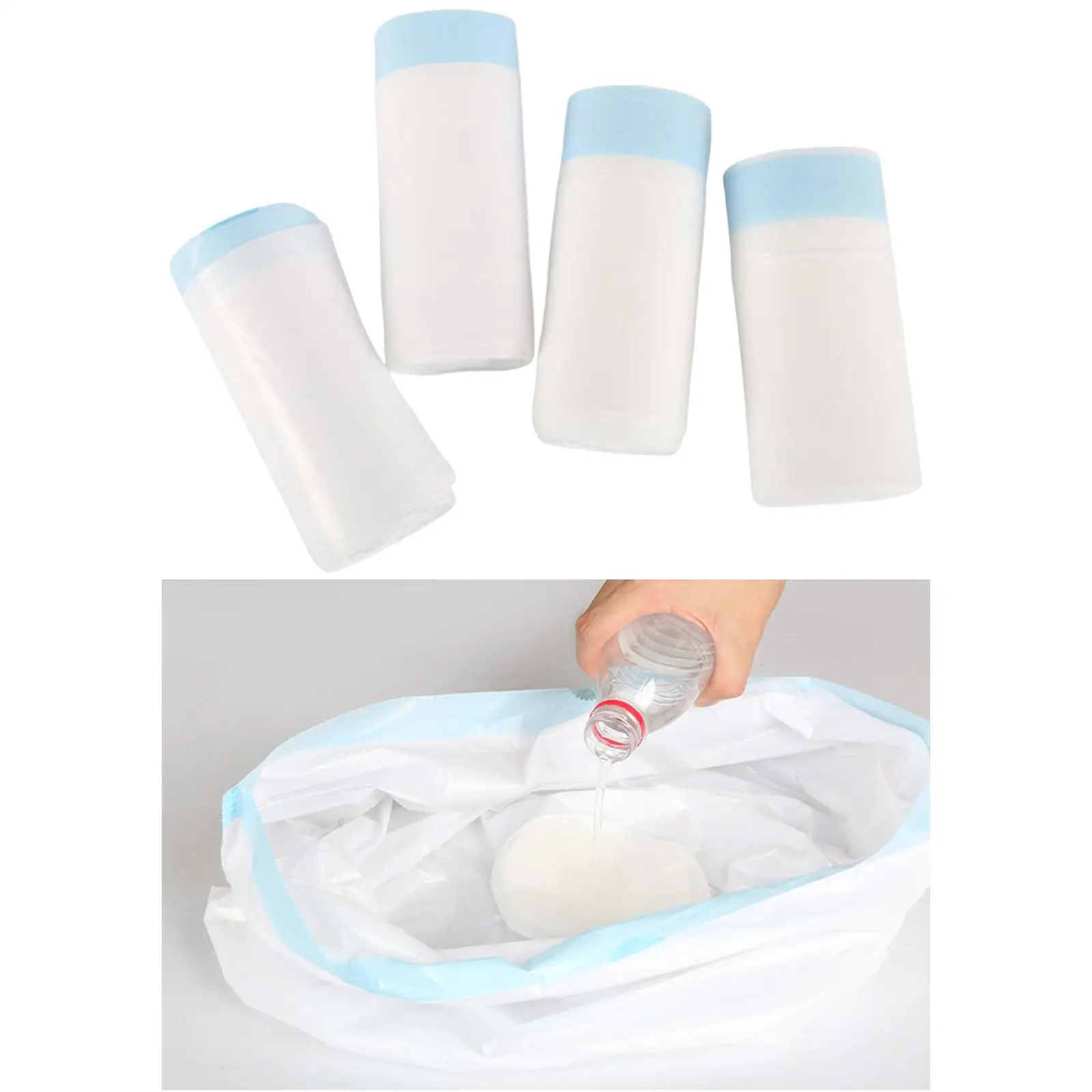 Bedside Commode Liners, with Absorbent Pad, Toilet Bags Drawstring Bag Commode Chair Large Universal for Seniors Travel Camping